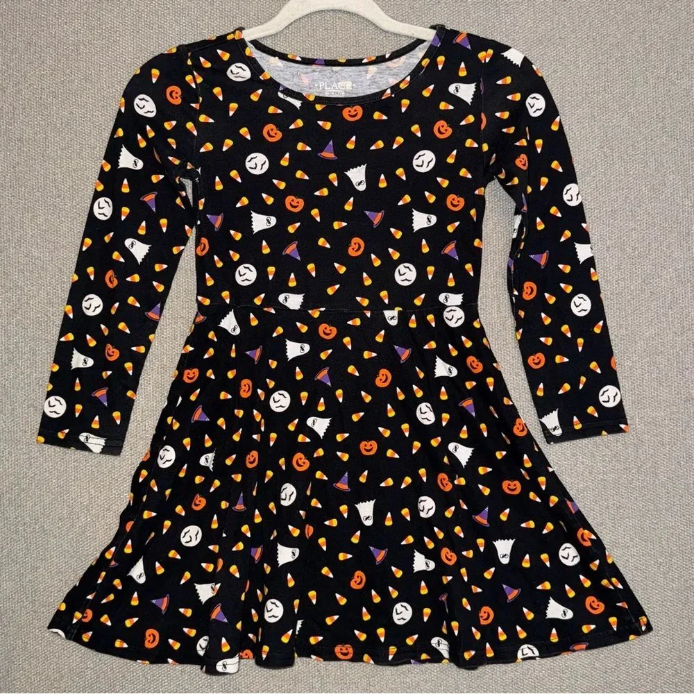 The Children's Place size medium 7/8 Black Halloween long sleeve Dress - Picture 1 of 3